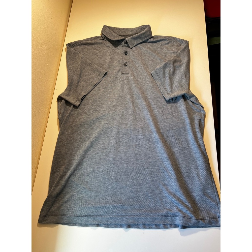 Lulumelon Mens Evolution Polo Shirt XL Blue Gray Heathered Short Sleeve Golf